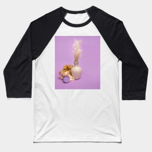 beauty set with  candle, soap and dried flowers  on a violet background Baseball T-Shirt